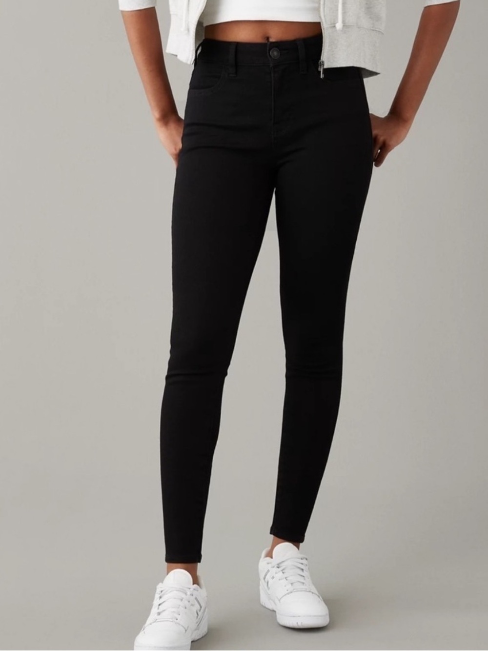 American Eagle The Dream High Rise Jegging Short Black Jeans 2